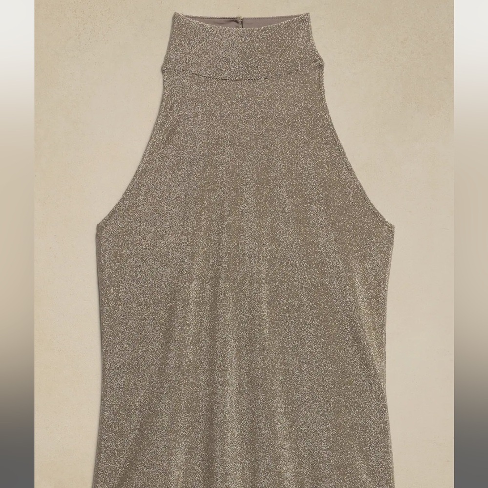 NWT Banana Republic Mock Neck Silver Sparkle Top Women’s Size M - Picture 6 of 10